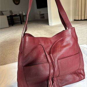 Casual Elegance LAGGO Leather Shoulder Bag with Tassel Merlot Red - Excel Cond